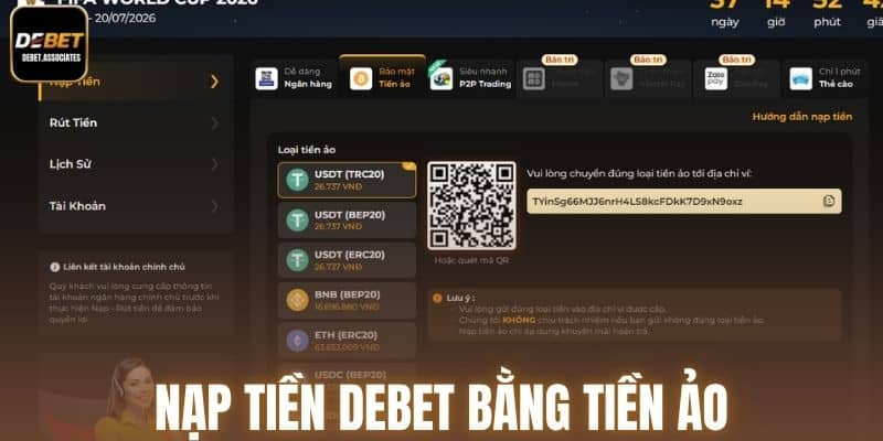 Nạp tiền Debet với tiền ảo